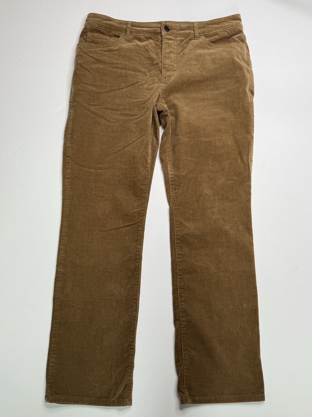 Chaps Women’s 10P Petite Brown Corduroy Pants Stretch Straight Leg 5 Pocket